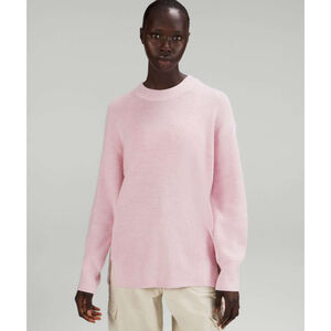 Lululemon Merino Wool-Blend Ribbed Crewneck Sweater Pink Size 10